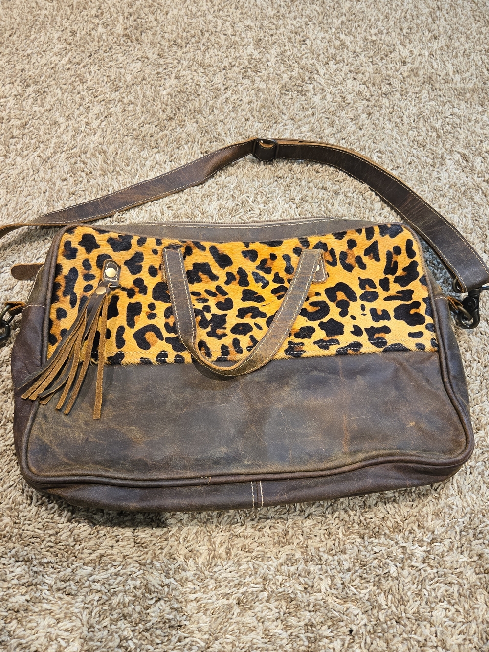 Myra Sensate Laptop Bag S-3964 Genuine Leather & Hairon Tote